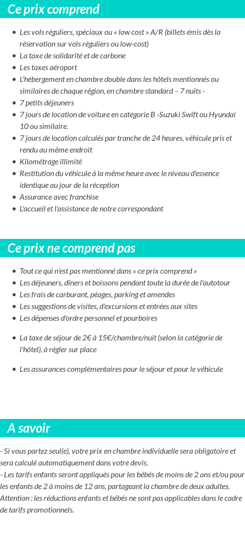 Conditions tarifaires