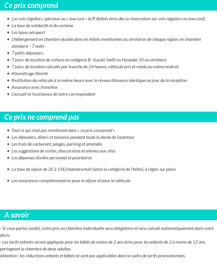 Conditions tarifaires