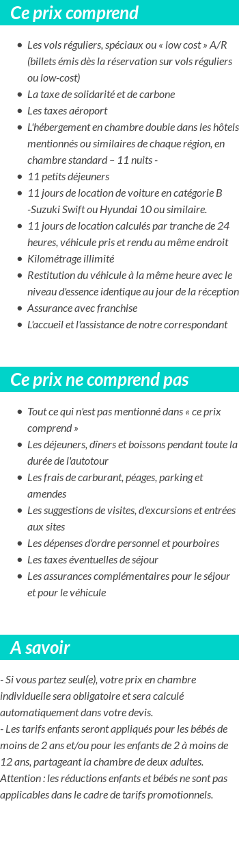 Conditions tarifaires