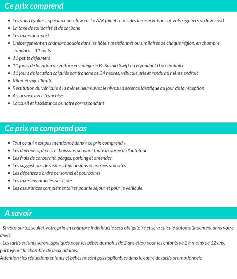 Conditions tarifaires