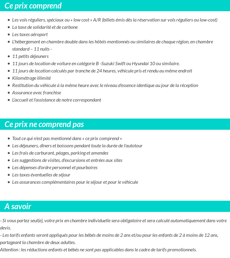 Conditions tarifaires