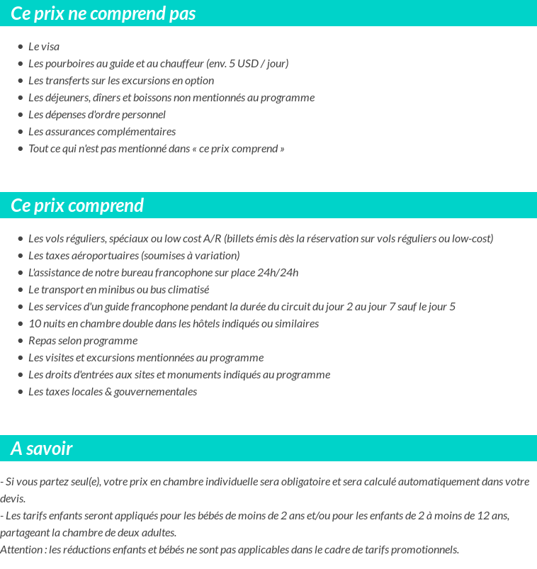 Conditions tarifaires