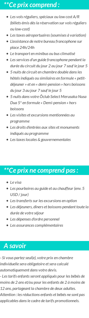 Conditions tarifaires