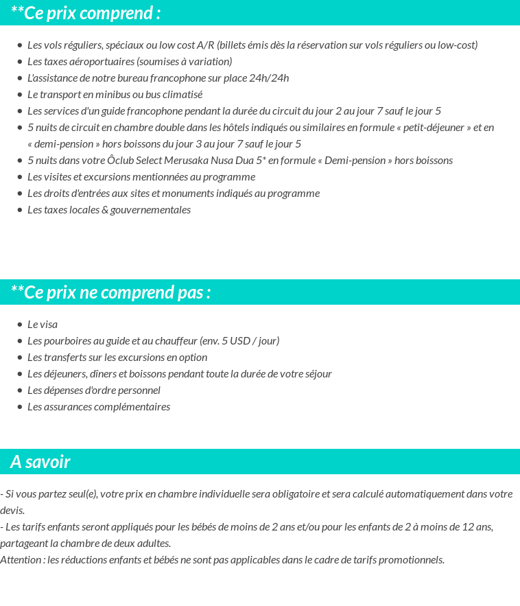 Conditions tarifaires