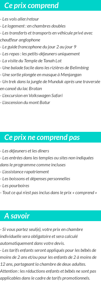 Conditions tarifaires