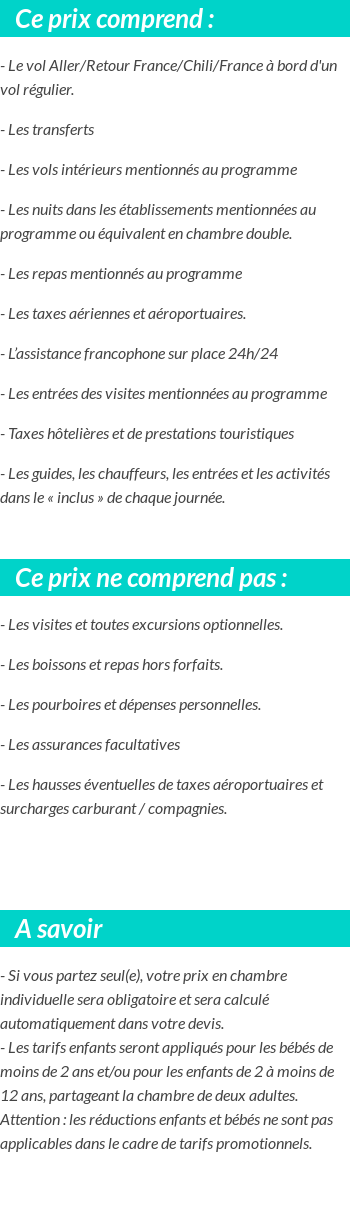 Conditions tarifaires