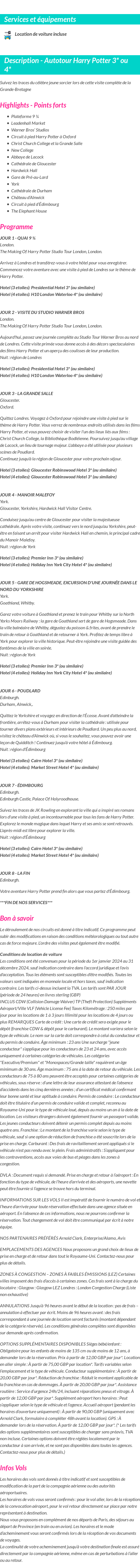 Détails du séjour