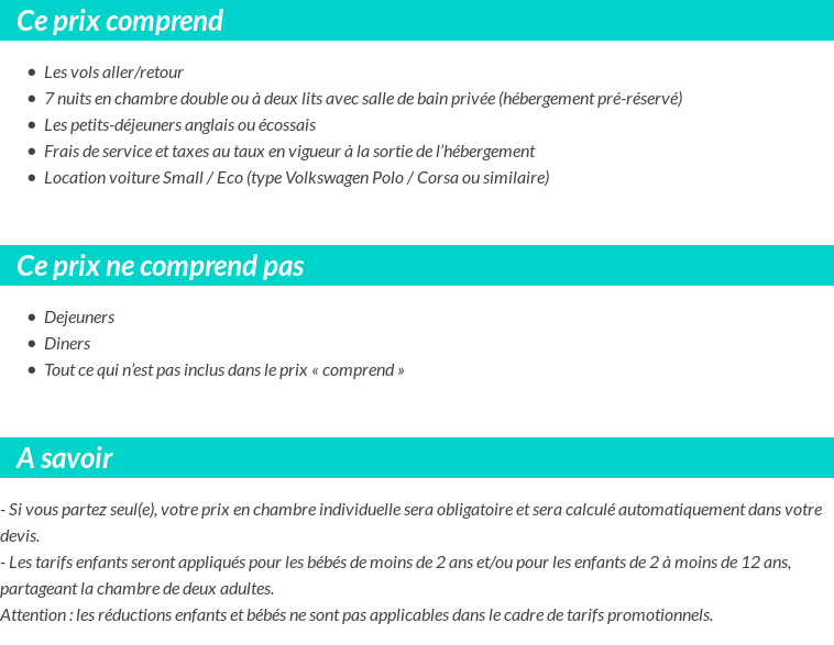 Conditions tarifaires
