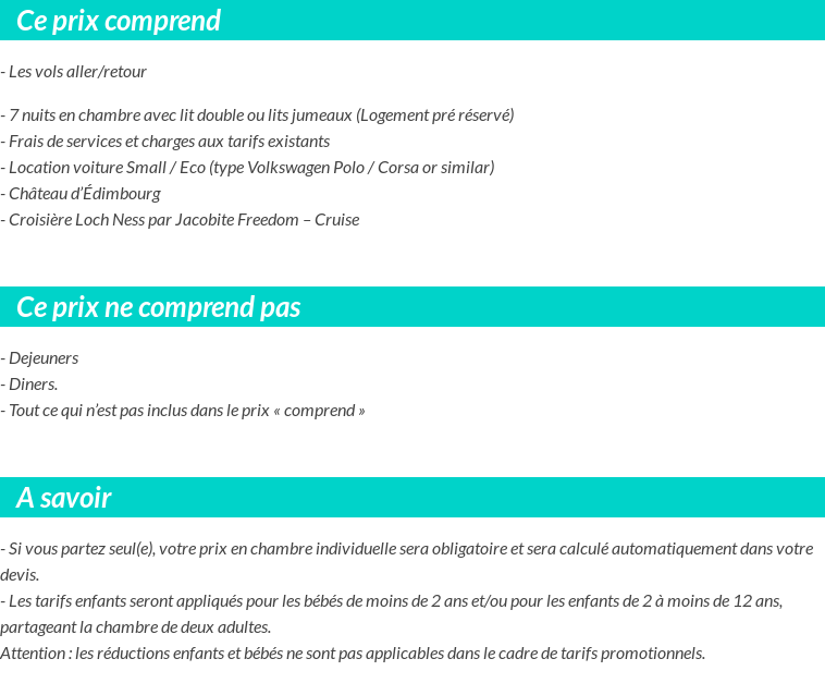 Conditions tarifaires
