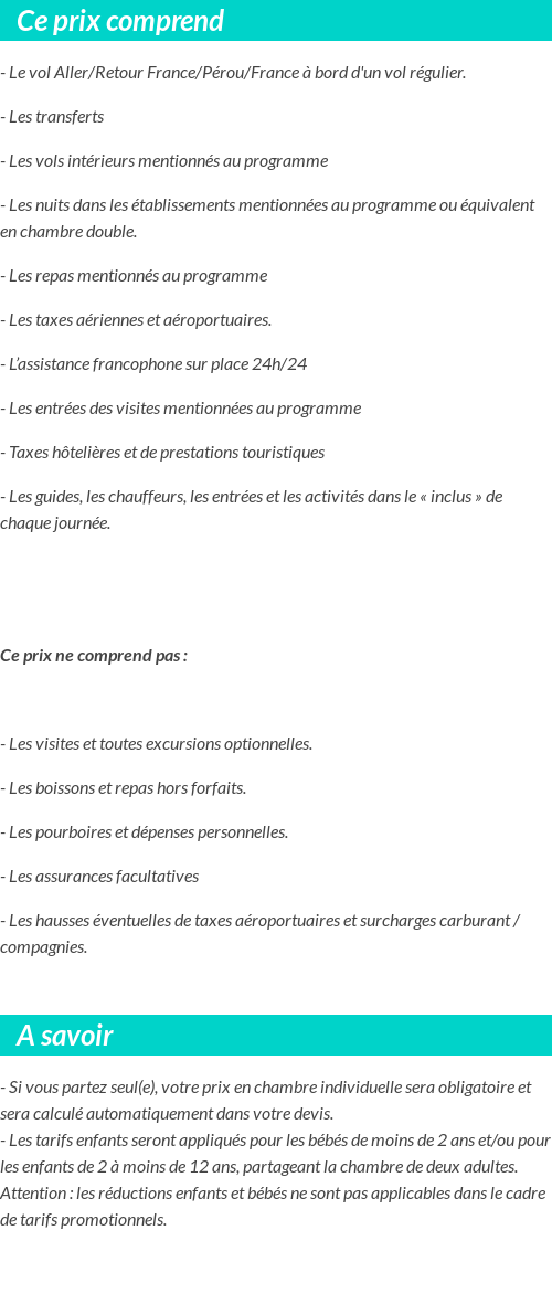 Conditions tarifaires