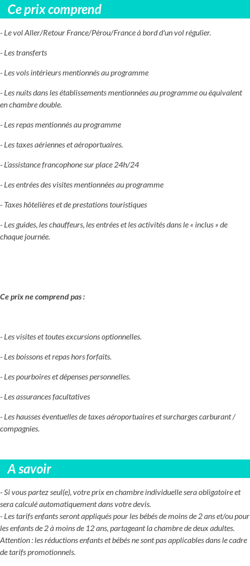 Conditions tarifaires