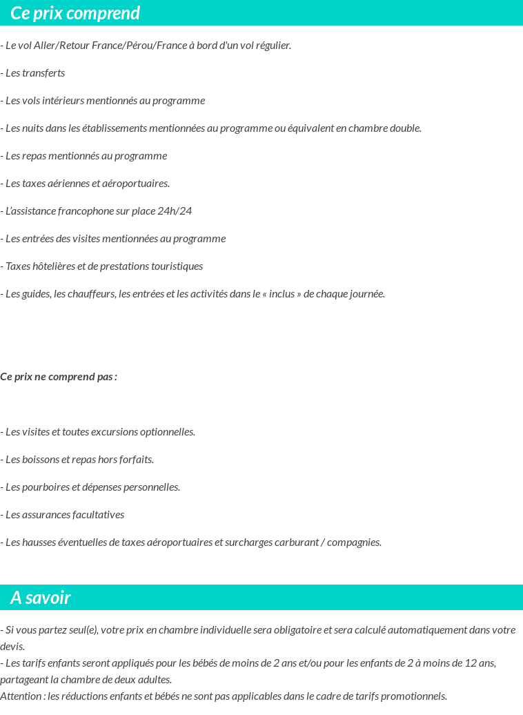 Conditions tarifaires