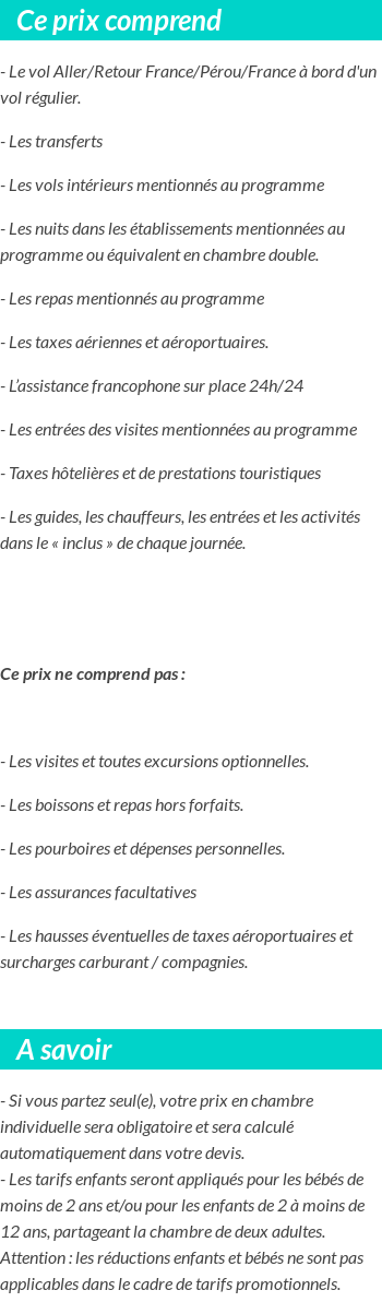 Conditions tarifaires