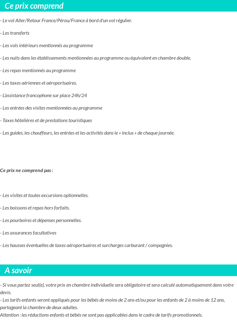 Conditions tarifaires