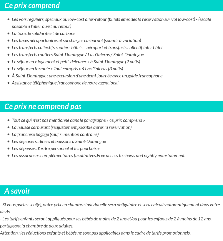 Conditions tarifaires