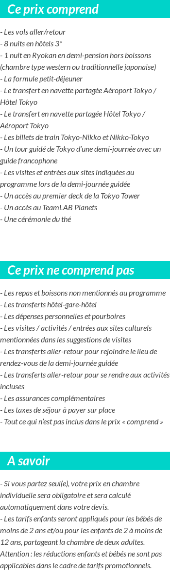 Conditions tarifaires