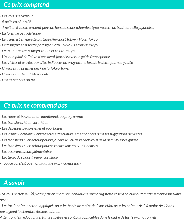 Conditions tarifaires