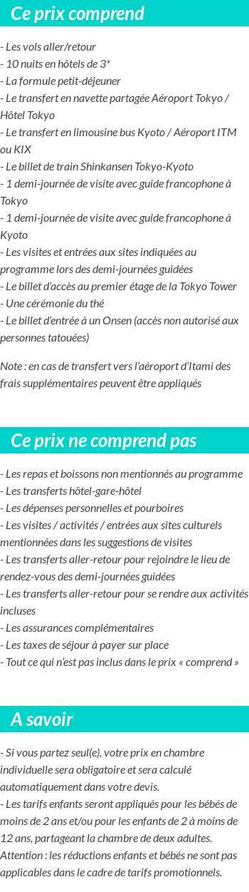 Conditions tarifaires