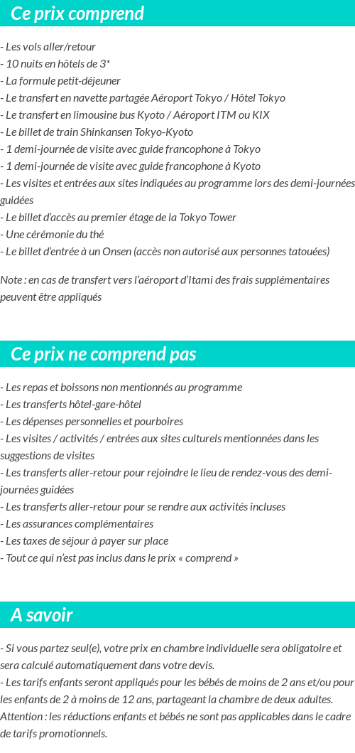 Conditions tarifaires
