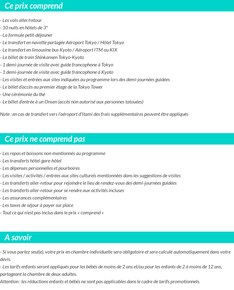 Conditions tarifaires