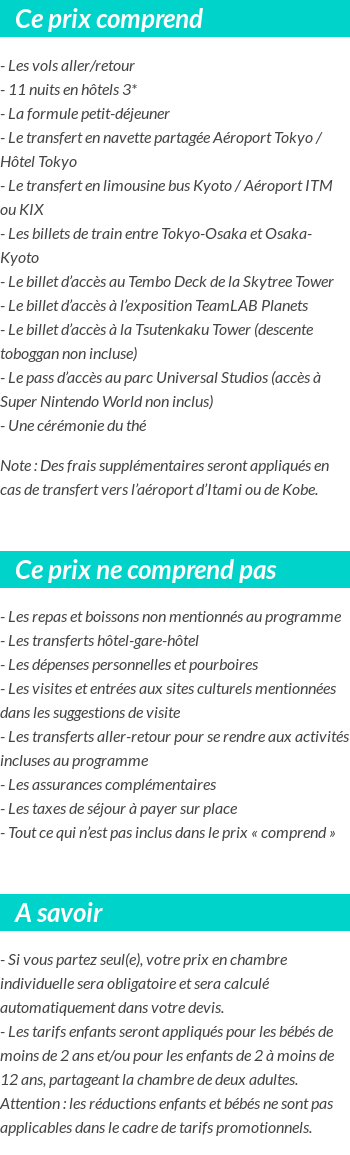 Conditions tarifaires