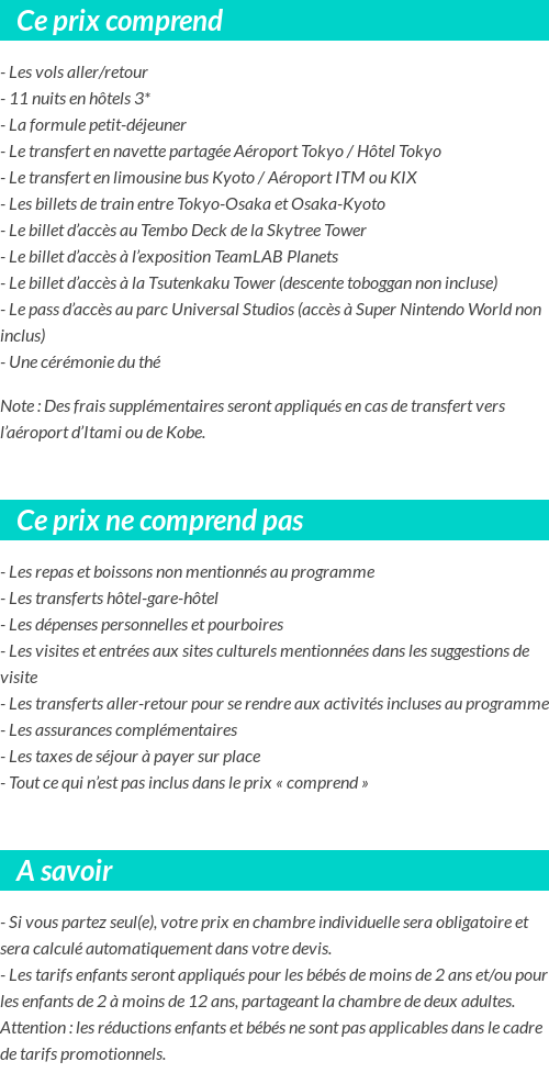 Conditions tarifaires