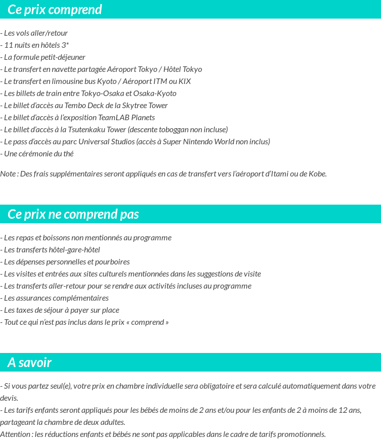 Conditions tarifaires