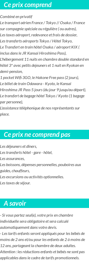 Conditions tarifaires