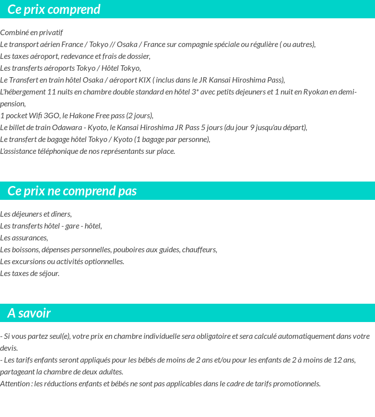 Conditions tarifaires