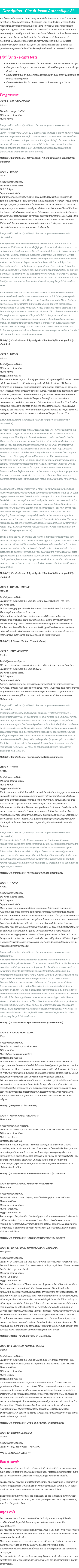 Détails du séjour