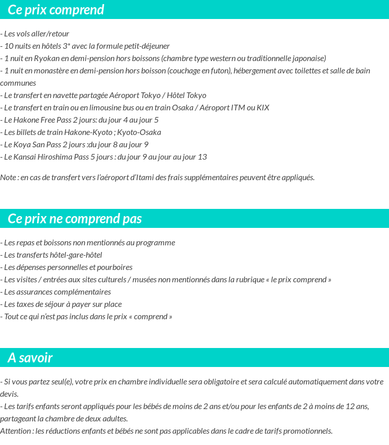Conditions tarifaires