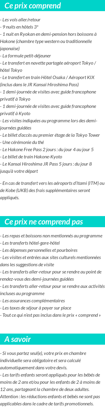 Conditions tarifaires