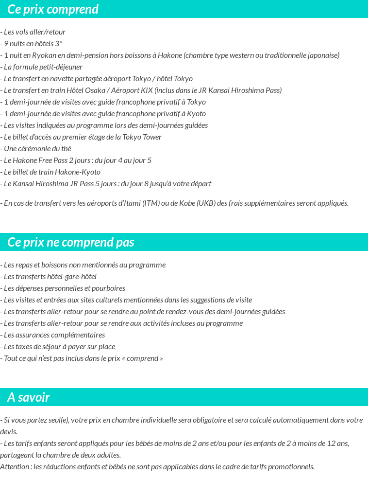 Conditions tarifaires