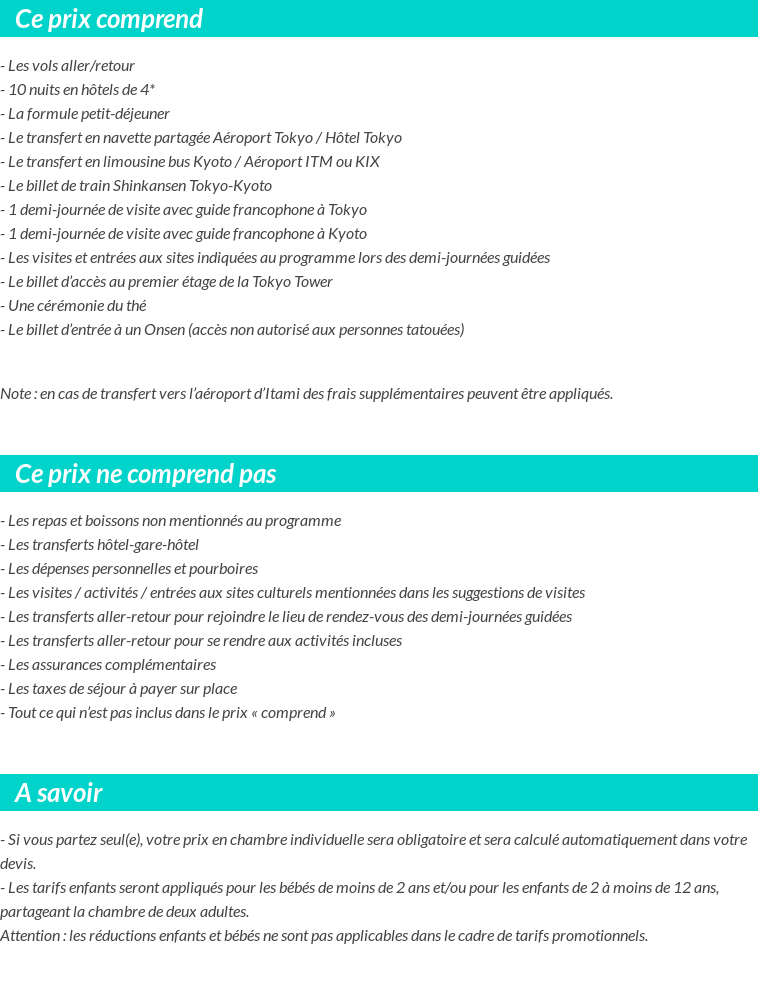 Conditions tarifaires