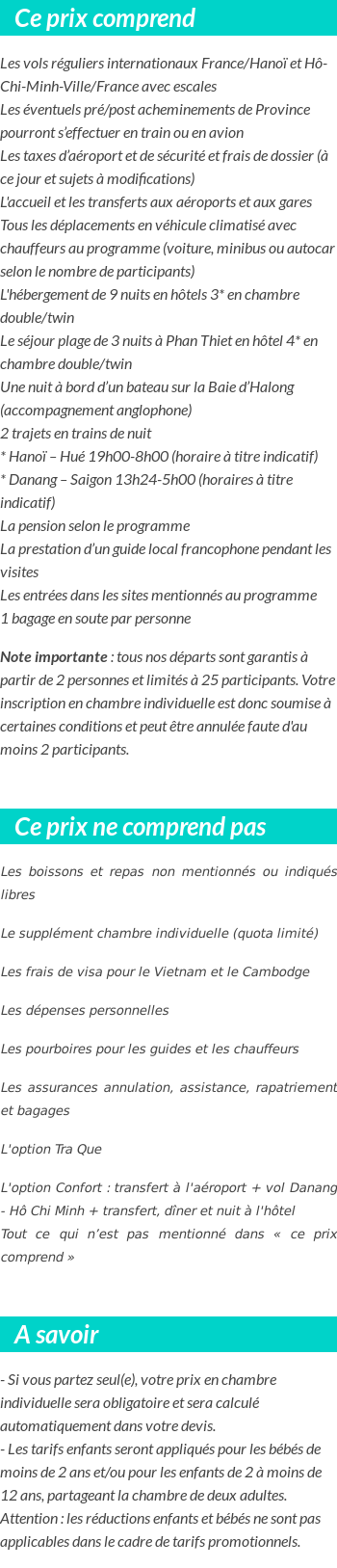 Conditions tarifaires