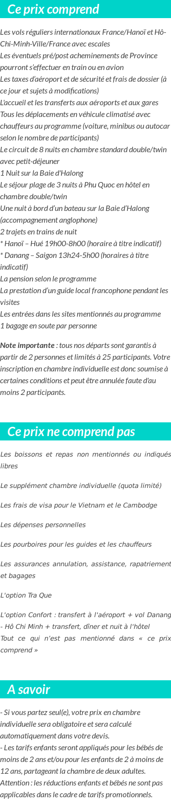 Conditions tarifaires