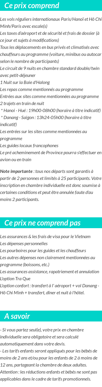 Conditions tarifaires