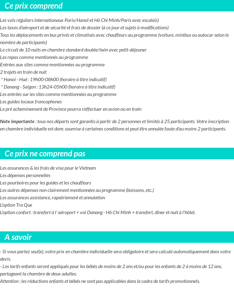 Conditions tarifaires