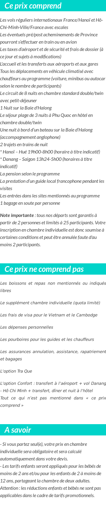 Conditions tarifaires