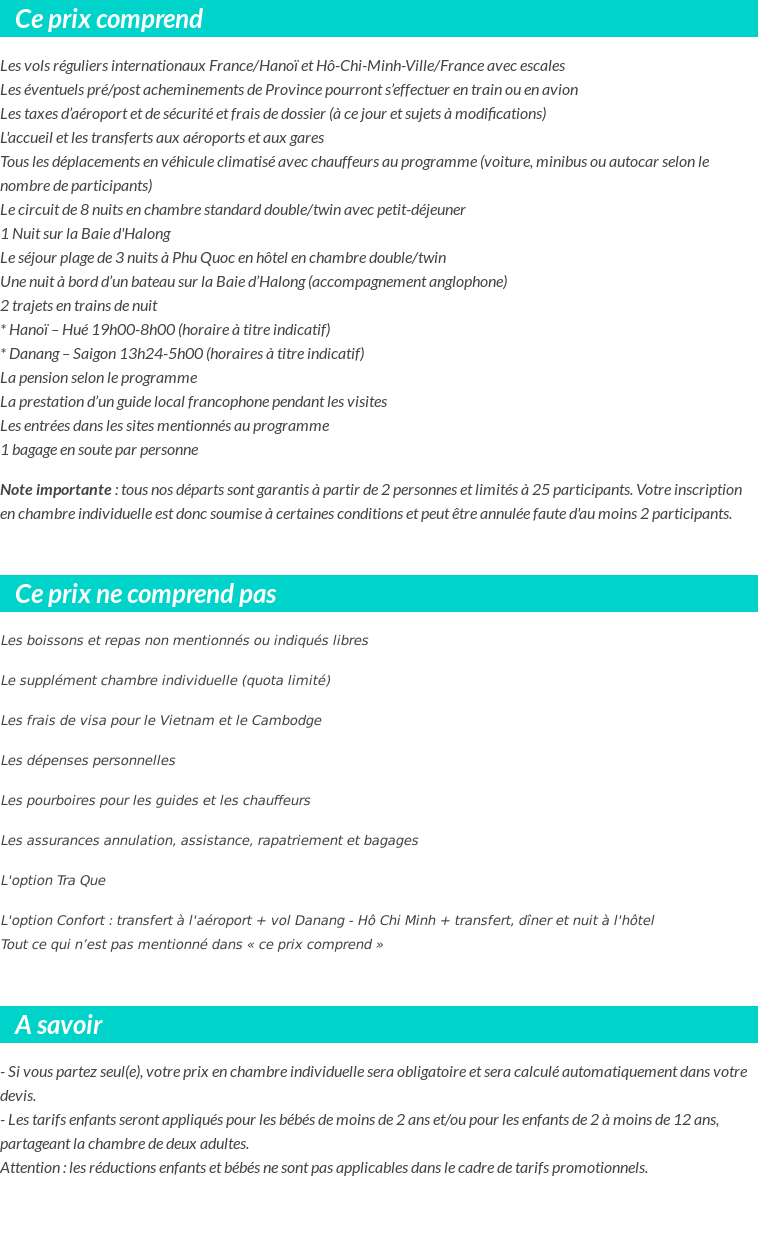Conditions tarifaires
