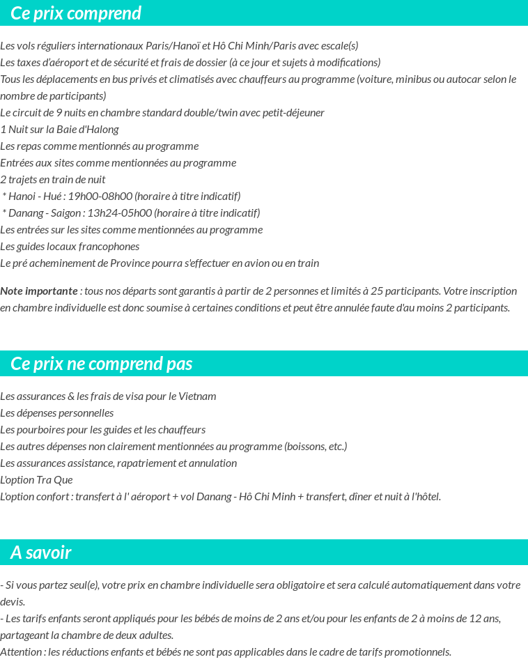 Conditions tarifaires