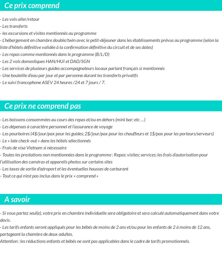 Conditions tarifaires