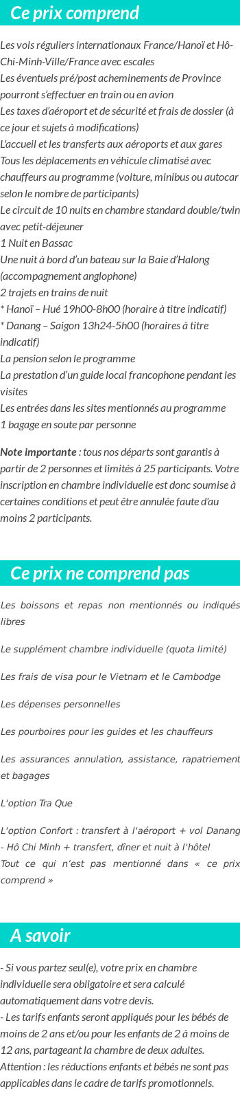 Conditions tarifaires