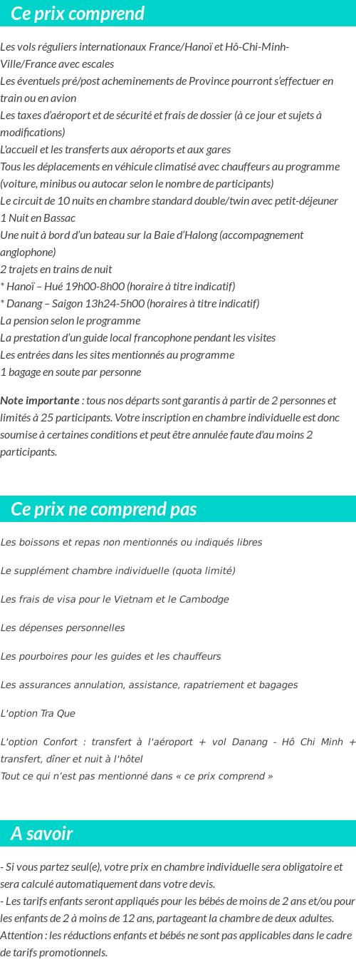 Conditions tarifaires