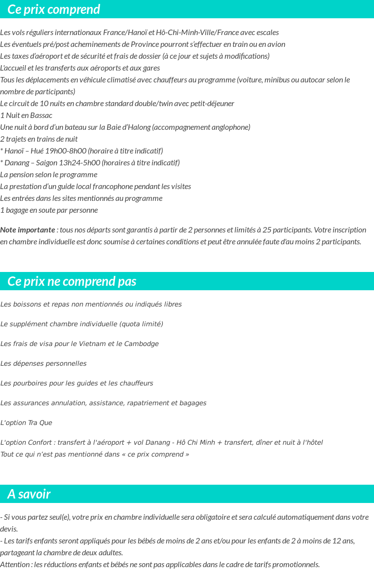 Conditions tarifaires