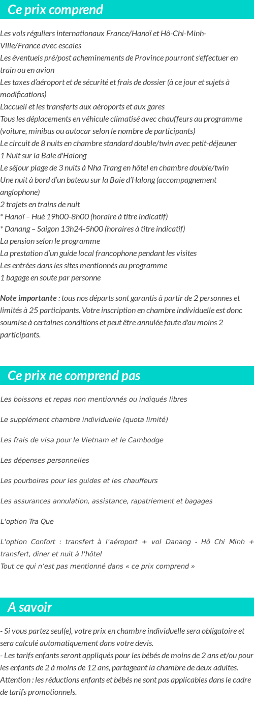 Conditions tarifaires