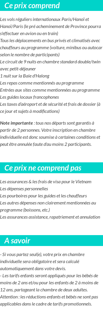 Conditions tarifaires