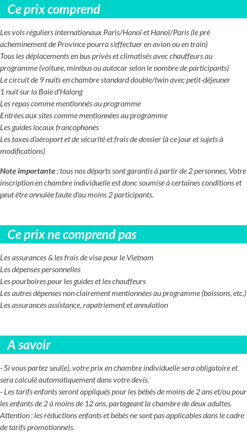 Conditions tarifaires