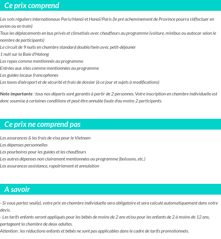 Conditions tarifaires
