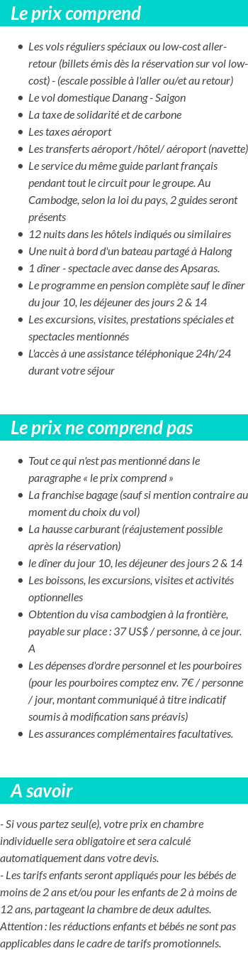 Conditions tarifaires